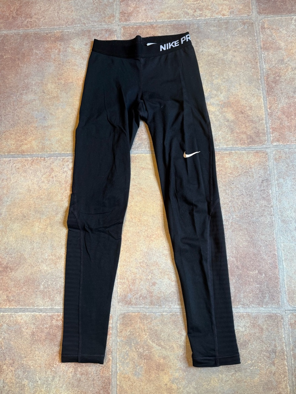 Nike Black Kids Performance Leggings with White Swoosh